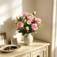 Bouquet de roses artificielles en soie réaliste multicolores pour mariage, centre de table, cérémonie, arche, allée, style ferme