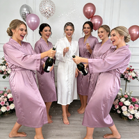 Robes de kimono en satin de soie mat pour femmes grandes tailles, 12 couleurs, douces, pour mariée, demoiselle d'honneur, fête nuptiale, spa, longue robe de matin, longueur longue
