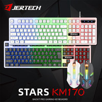 KM170 Jertech Ambidextrous sessiz RGB LED oyun klavyesi fare seti kazan-kilit dökülme dayanıklı USB Internet tuşları Tablet kullanıcıları