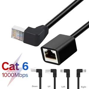 90 Degree Right Angle Cat6 Ethernet Extension Cable RJ45 Cat 6 Male to Female Ethernet Lan Network Cable Adapter for PC Laptop