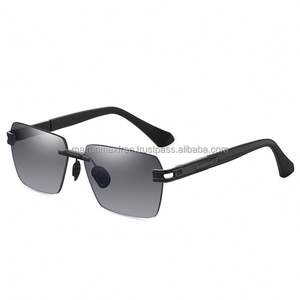 Lunettes de soleil polarisées à monture métallique dégradée, design 2023, unisexes, carrées, rétro, teinte grise 7666 - Product Image 2