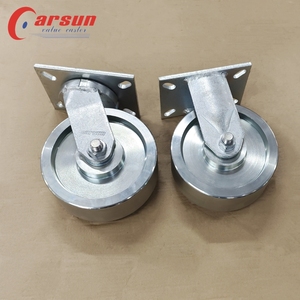 Ruedas Industriales de Alta Resistencia de 8 Pulgadas, Ruedas de Acero Giratorias Galvanizadas con Protectores de Rosca para Horquillas, Placa Superior de 9.5 mm, Rueda Dura Sin Freno, 1 Año de Garantía - Product Image 3