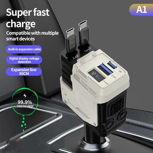 <span class=keywords><strong>Chargeur</strong></span> <span class=keywords><strong>de</strong></span> voiture multi-ports avec cordons rétractables, alimentation 12/24V, accessoires pour téléphone, produits <span class=keywords><strong>de</strong></span> refroidissement 2026 - Product Image 5
