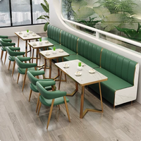 Ensemble de banquettes en cuir modernes très demandées, table et chaises durables à motif marbre pour restaurants, hôtels et cafés