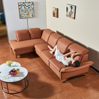 Canapé d'angle intelligent en forme de L avec rangement dissimulé, chaise inclinable électrique et lit escamotable convertible pour salon