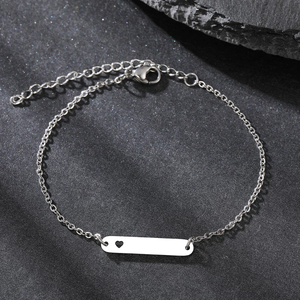 Bracciale Minimalista <span class=keywords><strong>da</strong></span> <span class=keywords><strong>Donna</strong></span> con Barretta Liscia Personalizzabile Fai <span class=keywords><strong>da</strong></span> Te, Inciso, Economico All'Ingrosso, in Acciaio Inossidabile Placcato Oro 18k con Cuore Cavo Interno - Product Image 2
