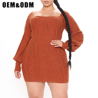 Pull à col carré tricoté pour femmes robe d'hiver pull sexy pour femmes robe pull grande taille robe pull personnalisée en gros