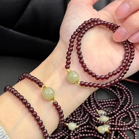 Bracelet en tungstène grenat rouge naturel du Mozambique pour femme, perles de style ancien, design à deux brins, bijoux d'anniversaire, vente en gros
