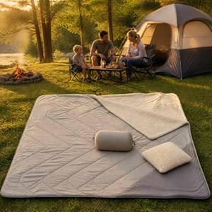 Winter Camping <b>Waterproof</b> Reversible Foldable <b>Outdoor</b> Picnic <b>Mat</b> Convertible Travel Blanket With Storage Bag - Product Image 2