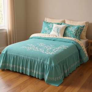 Cubrecama Bordado Doble Carla Depot Coral, Ropa de Cama para el Hogar, Estilo Clásico, Cubrecama de Poliéster - Product Image 2