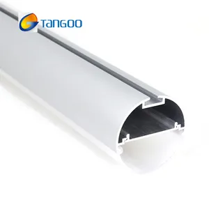Profil tabung bulat led, ekstrusi aluminium profil strip saluran LED dengan diffuser led melengkung