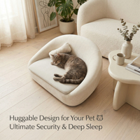 Coussin pour animaux de compagnie de luxe, motif uni, design incurvé, durable, fond antidérapant, amovible, lavable, universel pour chiens et chats