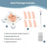 Modèle d'entraînement à la circoncision infantile certifié ISO, simulateur chirurgical pédiatrique avec 6 prépuces remplaçables CE/ISO
