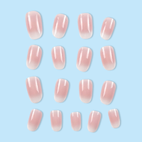 24 pièces d'ongles artificiels courts ronds blancs faits à la main en acrylique, à coller