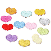 Patchs brodés en forme de cœur autocollants, patchs colorés en forme de cœur à coudre ou à repasser