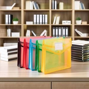Pochettes de classement en plastique imperméables et durables pour bureau, maison, école – Fermeture à bouton-pression, extensibles, en PP, pour rangement de documents - Product Image 2