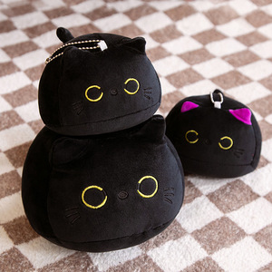 Bonito gato preto travesseiro de pelúcia brinquedos chaveiro macio Stuffed Animal Toy Plushie chaveiro saco pingente - Product Image 4