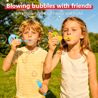 Bâton à bulles 2-en-1 en plastique, jouet tambourin de dessin animé avec solution de 50 ml, thème ours, canard, lapin, baguette à bulles pour jeux en extérieur