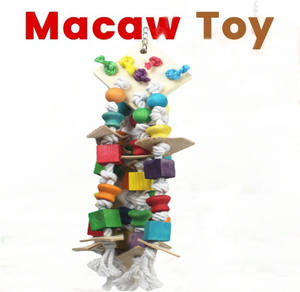 Multicolore grandi giocattoli pappagallo in legno naturale africano Grey Uccello giocattolo da masticare per africano Grey pappagallo - Product Image 2