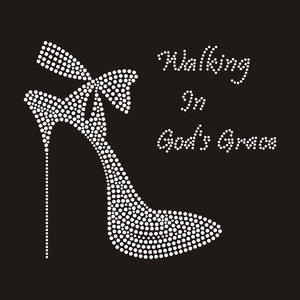 Scarpe con tacco alto rosso <span class=keywords><strong>donna</strong></span> con strass Transfer Design in ferro su fenomenali lettere motivo Hotfix - Product Image 2