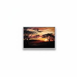 Savannah Sunset <b>Printed</b> <b>Canvas</b>: Elegant African Tree Landscape Art,WHITE <b>FRAMED</b> <b>CANVAS</b> - Product Image 2