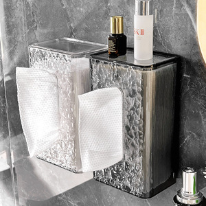 Boîte à mouchoirs transparente à motif glacier, rectangulaire, sans perçage, support mural pour rangement de salle de bain - Product Image 2