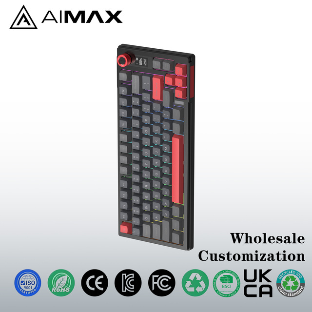 RGB Programmable Gaming Mechanical Keyboard Display BT5.0/2.4G/USB 79keys Hot Swappable Wireless ABS Injection Molding High