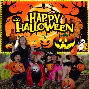 Bannière d'ambiance d'Halloween personnalisée pour l'extérieur, drapeau mural vertical effrayant sur le thème du cinéma, décorations - Product Image 5