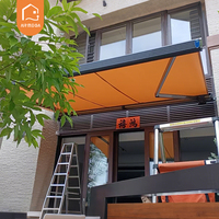Auvents rétractables en aluminium robuste, tissu pare-soleil anti-UV et imperméable pour terrasse, patio et jardin