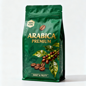 Sacs en plastique à fond plat avec fermeture éclair refermable, impression vive, logo personnalisé, fermeture éclair en T pour les grains de café - Product Image 2