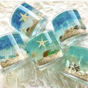 Velas Aromáticas Azuis Artesanais com Aroma Oceânico, Velas de Cera de Soja em Formato de Concha e Estrela-do-mar, Velas Aromáticas de Cristal - Product Image 1