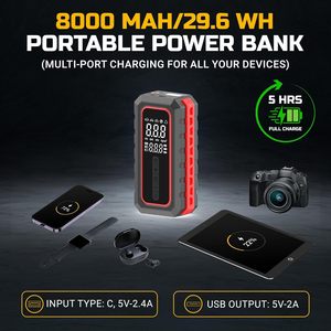 6-in-1 Jump Starter With Blowing Air <strong>Battery</strong> <strong>Booster</strong> With Tyre Inflator Tire Pressure Monitor Power Bank Emergency Light ,CE ODM - Product Image 5