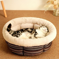 Coussin pour chat et chien chaud et moelleux en peluche, lavable, anti-anxiété, avec rebord surélevé, forme donut, OEM
