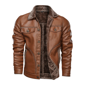 Veste en cuir réversible coupe-vent élégant pour hommes col montant tissu respirant de haute qualité poche d'équitation moto hiver - Product Image 1