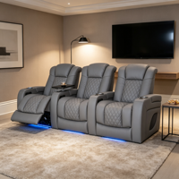 Sofá Reclinable Eléctrico de Cuero para Cine en Casa con Mesa Auxiliar Eléctrica para Muebles de Sala de Estar