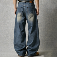 Service OEM, logo personnalisé, 100% coton, impression à l'écran, jeans larges vintage délavés de haute qualité, streetwear tendance pour hommes