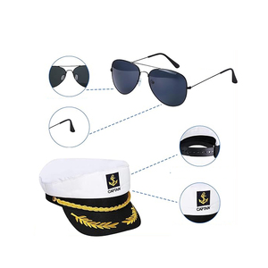 Sombrero de capitán de yate, gorra de <span class=keywords><strong>marinero</strong></span>, bufanda, gafas de sol, sombrero de capitanes para hombres, canotaje utilizado para yate, atuendo de fiesta en roca - Product Image 5