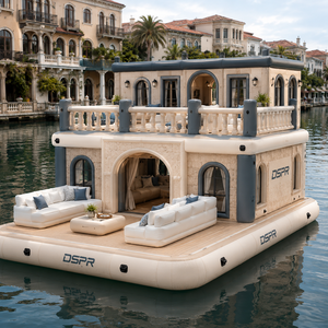 Ensemble de canapés flottants gonflables haut de gamme à deux niveaux avec <span class=keywords><strong>rideau</strong></span> détachable pour services de loisirs haut de gamme en marina - Product Image 3