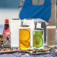 Boîtes transparentes en PET de 250 ml, 330 ml, 350 ml, 500 ml, petites boîtes de soda en PET avec couvercle pour café, jus et autres boissons