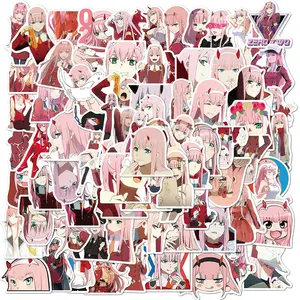 100 Buah Stiker Anime Darling In The Franxx untuk Anak Perempuan Anak Laki-laki Stiker Kertas Botol Notebook Bagasi Stiker Kartun