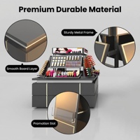 Meuble de présentation cosmétique durable en MDF et métal avec surface résistante aux rayures et éclairage LED pour usage commercial de luxe