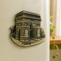 Aimant de réfrigérateur en métal personnalisé en relief 3D, souvenir de l'Arc de Triomphe de Paris en bronze antique, cadeau promotionnel, décoration de la maison