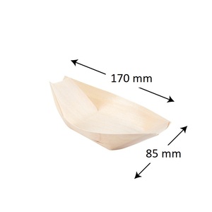 Piatto in Legno a Forma di Barca 140x80 mm per Aperitivi, Piatti Salati e Antipasti Rapidi - Product Image 2
