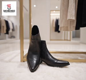 <span class=keywords><strong>Bottines</strong></span> <span class=keywords><strong>Chelsea</strong></span> classiques de luxe pour hommes en cuir <span class=keywords><strong>noir</strong></span> avec bout pointu pour augmenter la hauteur - Product Image 1