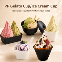 Gobelet à crème glacée LOKYO PP avec couvercle, logo personnalisé, bol à gelato, 5 styles, sans BPA, gobelet à dessert jetable
