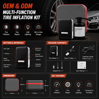 Kit de réparation de pneus de voiture portable, étanche et alimenté par batterie, avec gonfleur de pneus, mastic et panneau d'avertissement pour la survie en cas d'urgence