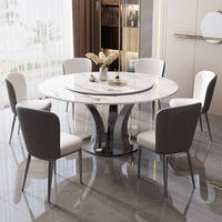 Ensemble de table à manger moderne de luxe italienne, fabrication directe, 6 chaises, extensible, hauteur réglable, pieds en acier inoxydable, pour la maison ou le bureau