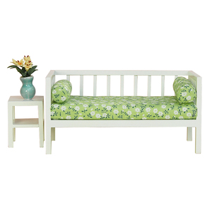 Iland miniatures Maison De Poupée <span class=keywords><strong>Mini</strong></span> Canapé Salon Meubles Lit/2 jardin floral vert WL058 - Product Image 1