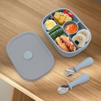 Boîte à lunch en silicone réutilisable sans BPA étanche à quatre compartiments pour le stockage des aliments des enfants