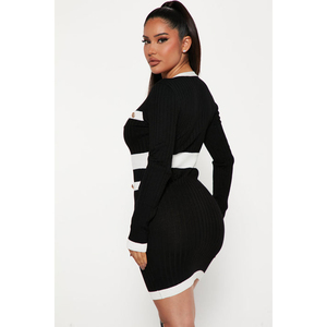 <span class=keywords><strong>Abito</strong></span> in maglia ispessita abbinato a <span class=keywords><strong>un</strong></span> cappotto per l'autunno e l'inverno <span class=keywords><strong>abito</strong></span> maglione con scollo a V aderente <span class=keywords><strong>di</strong></span> fascia alta da donna Sense - Product Image 6